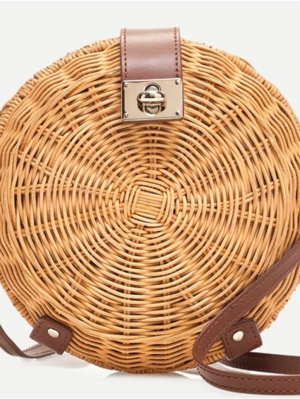 J. Crew Round Woven Crossbody in Natural and Brown
